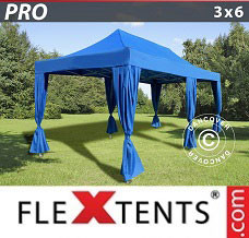 Carpa eventos 3x6m Azul, incluye 6 cortinas decorativas