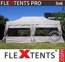 Carpa eventos PRO Peaked 3x6m Latte, incluye 6 paredes laterales 